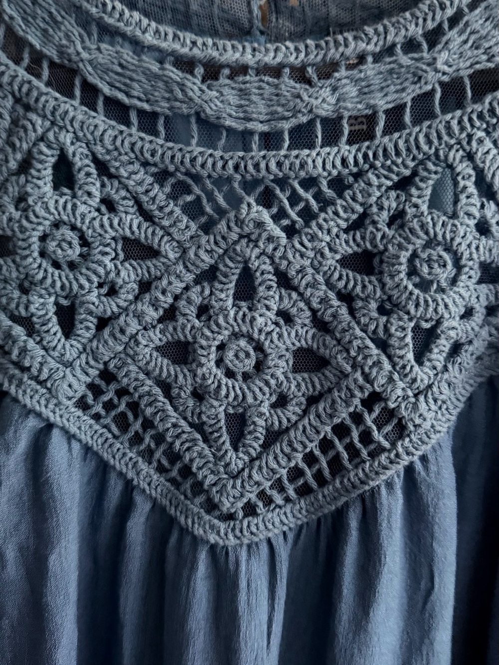 Blue Crochet Tiered Maxi Skirt - Picture 3 of 5